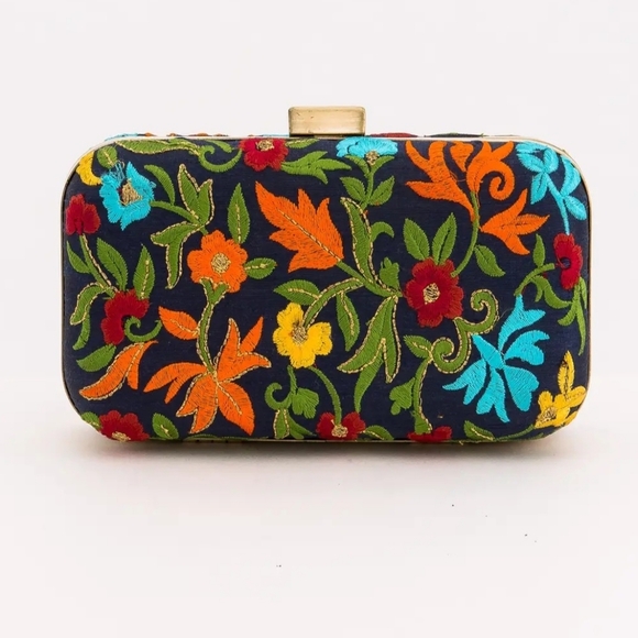 Handbags - Embroidered Floral Clutch